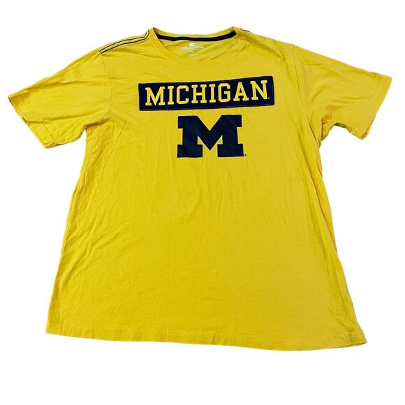University Of Michigan Wolverines T-Shirt Colosseum Mens XL Yellow Short Sleeve - Picture 1 of 5